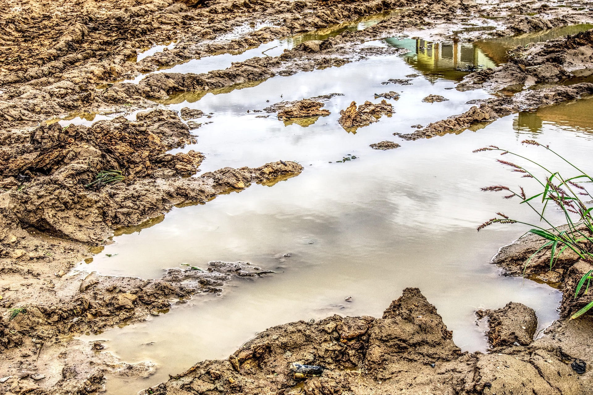 Flaque d'eau suite à une fuite d'eau au Revest